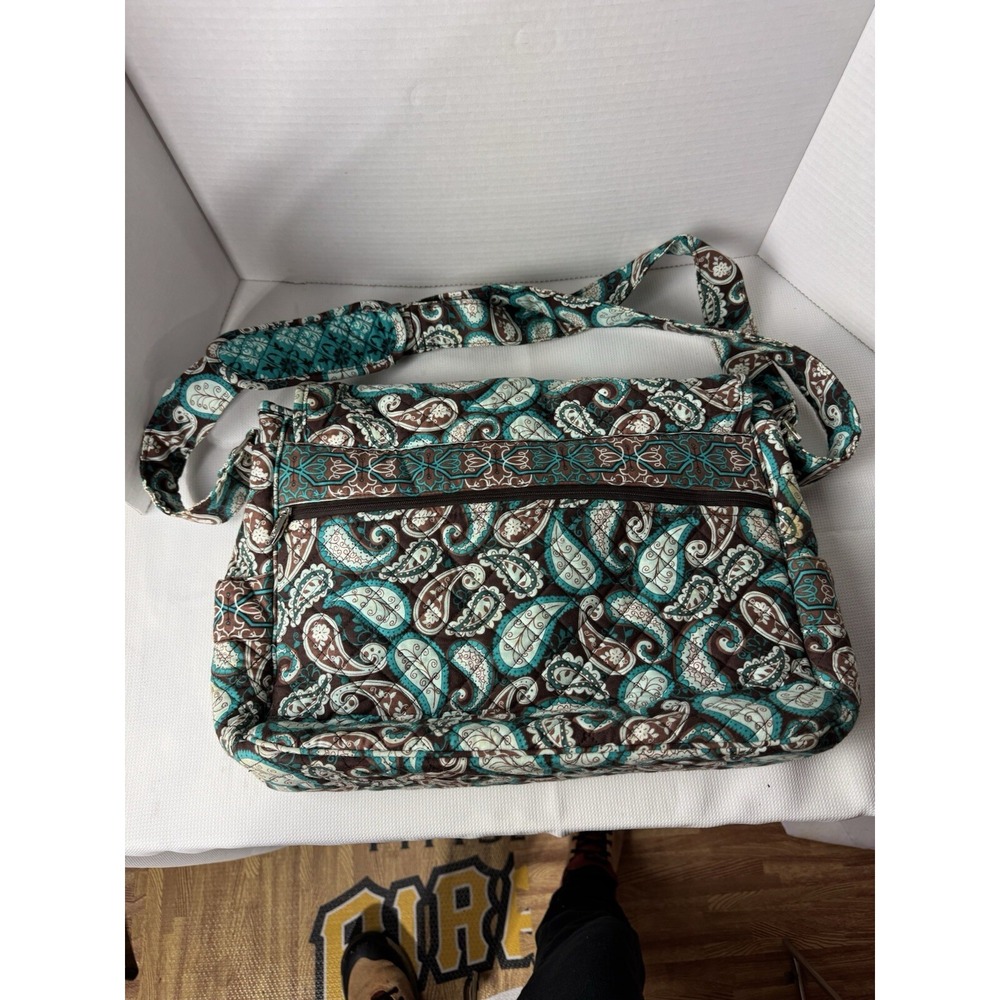 Marie By Giftcraft Paisley Shoulder Bag Turquoise Brown Quilted - Picture 2 of 16